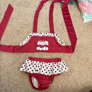 Red and White Polka Dot Baby Bikini